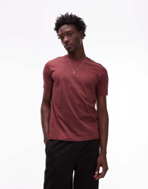 Topman regular fit t-shirt in burgundy - view 1