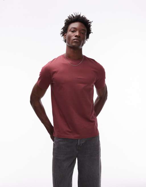 Topman regular fit t-shirt in burgundy