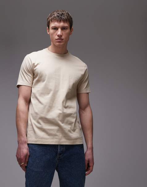 Topman regular fit t-shirt in stone - view 1