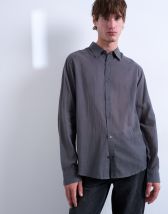 Topman regular fit texture sheer shirt in charcoal