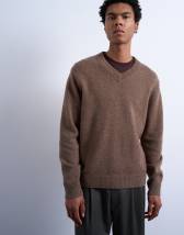 Topman regular fit v-neck knitted jumper with wool in brown