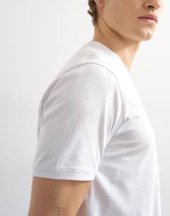 Model wearing Regular fit v neck t-shirt in white