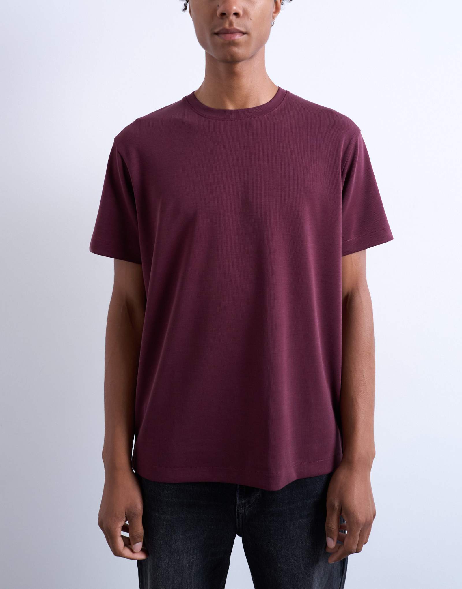 Обычная мерсеризованная футболка Topman бордового цвета