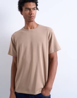 Topman Regular Mercerized T-shirt In Neutral