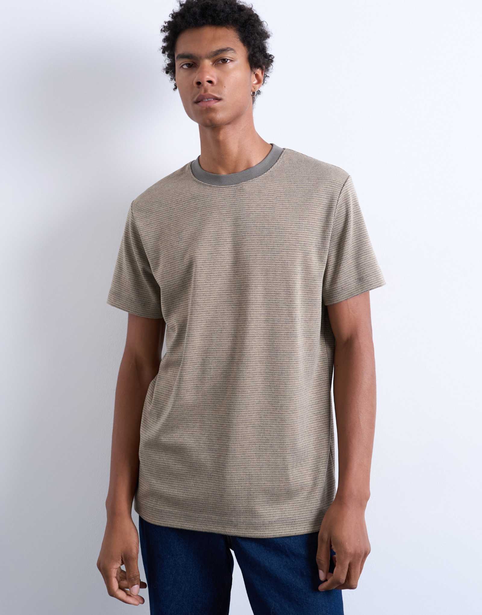 Обычная футболка Topman в полоску с коротким рукавом бежевого цвета