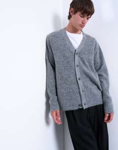 Regular v neck cardigan in charcoal