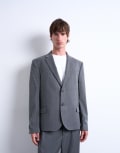 [Topman] Topman relaxed boxy blazer in charcoal pinstripe-Grey Chest 38 Regular CHARCOAL