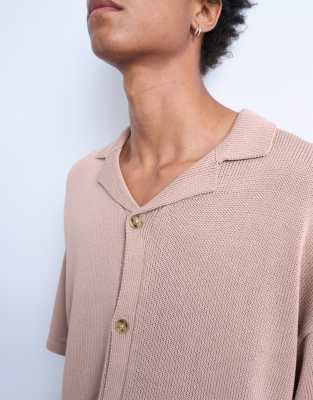 Topman Relaxed Button Up Shirt In Neutral