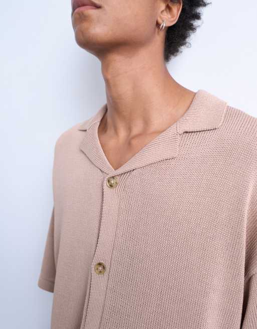 Topman relaxed button up shirt in stone, 2 of 4