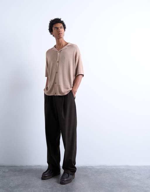 Topman relaxed button up shirt in stone, 4 of 4