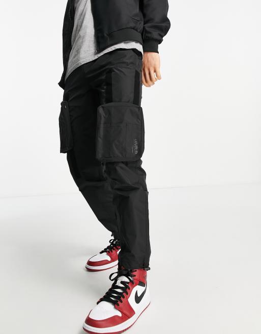 Topman relaxed cargo pants with detachable pockets in black