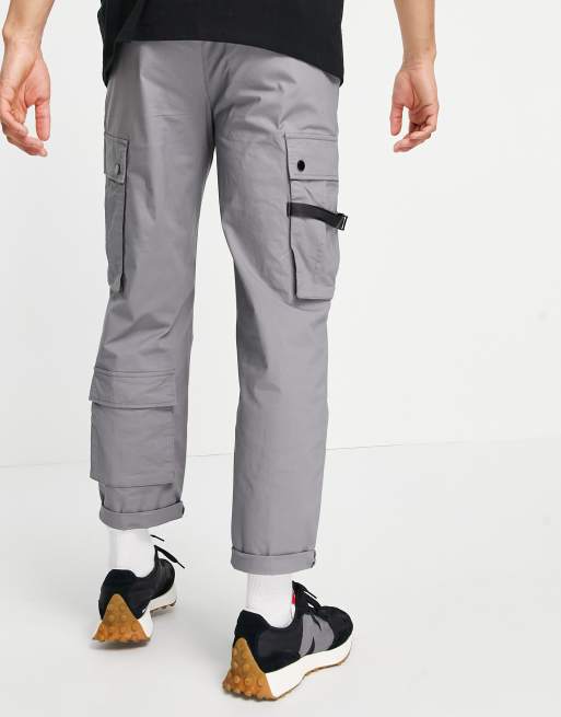 Topman relaxed cargo track pants in gray | ASOS