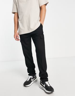 Topman relaxed cargo pants in black - ASOS Price Checker