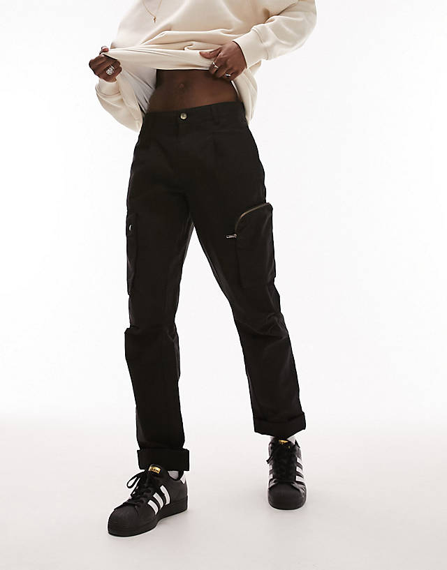 Topman - relaxed cargo trousers in black