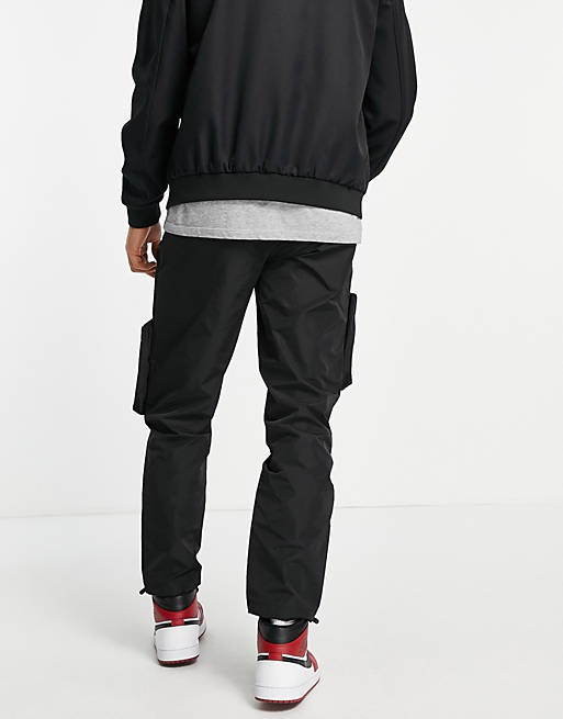  Topman relaxed cargo trousers with detachable pockets in black 