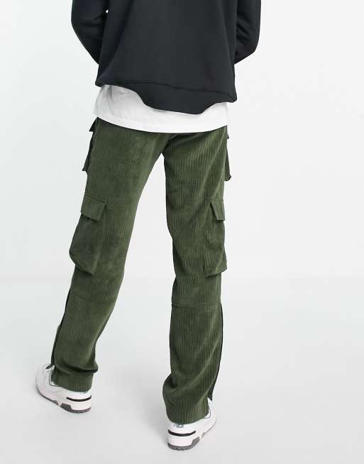 Topman relaxed cord cargo pants in khaki