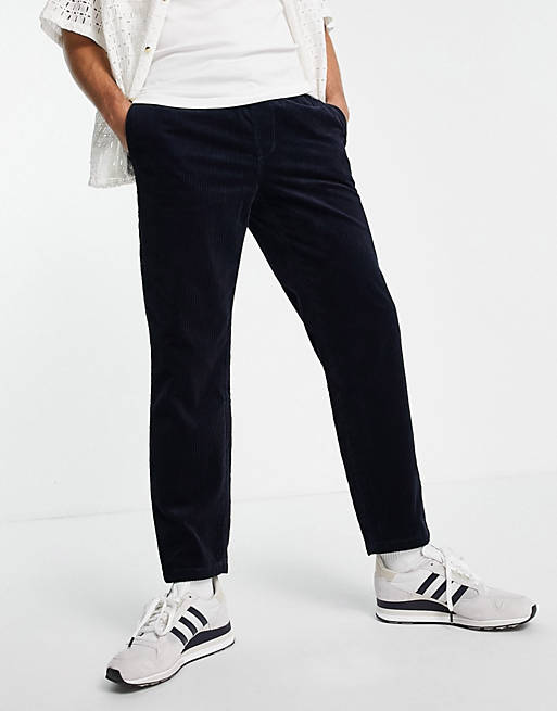 Trousers & Chinos Topman relaxed cord jogger trousers in navy 