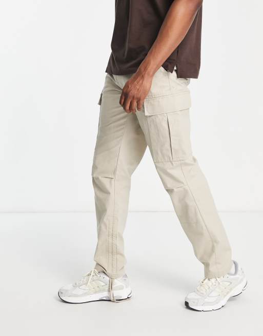 Stone Relaxed Belted Tech Cargo Trousers