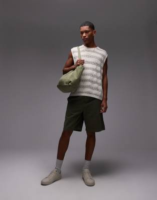 Topman Relaxed Crocket Tank With Metallic Yarn In White