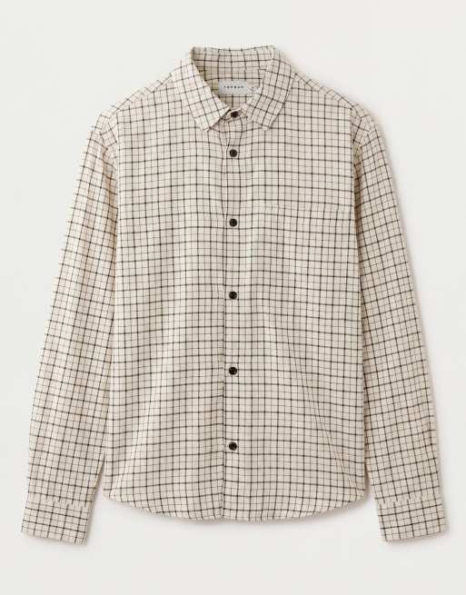 Topman relaxed crop fit check shirt in ecru, 7 of 10