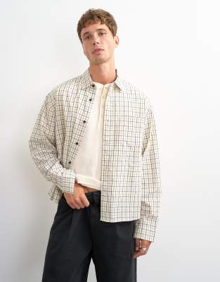 Topman Relaxed Crop Fit Check Shirt In Multi
