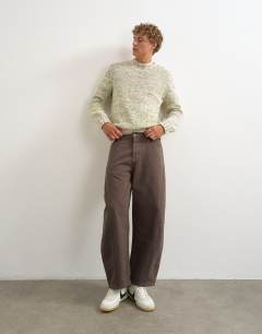 Model wearing Relaxed crop fit twist knit jumper in pastel