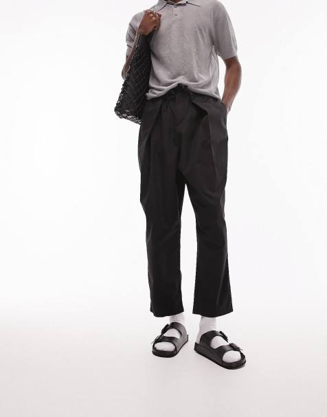 Mens wide shop leg cropped trousers