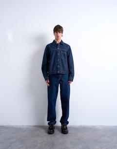 Model wearing Relaxed denim jacket in raw