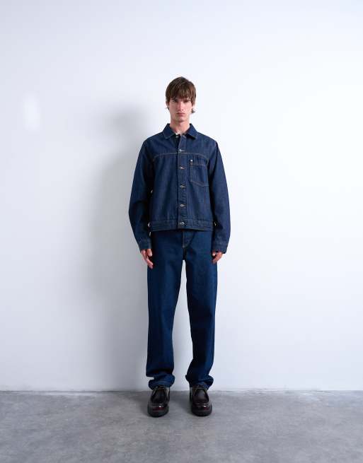Topman relaxed denim jacket in raw