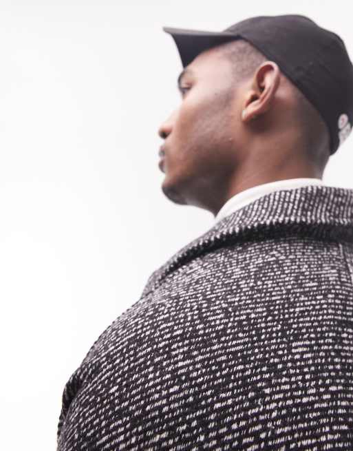Topman relaxed faux wool unlined trench in black, 2 of 4