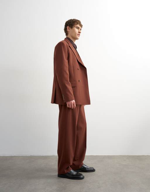 Topman – Relaxed-Fit-Anzughose mit Wollhaptik in Rostrot, 4 von 5