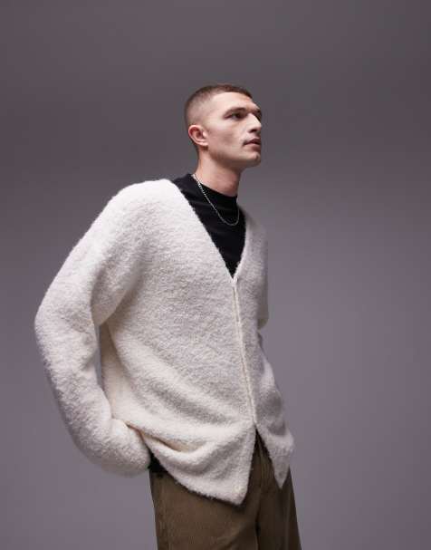 Topman relaxed fit boucle cardigan in oatmeal - view 1