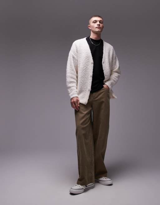 Topman relaxed fit boucle cardigan in oatmeal, 2 of 4