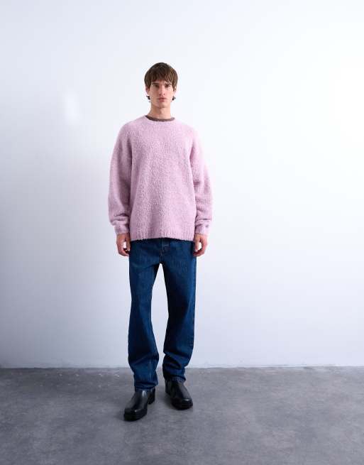 Topman relaxed fit boucle jumper in lilac, 2 of 5