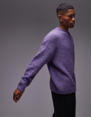 Topman Topman relaxed fit boucle jumper in purple