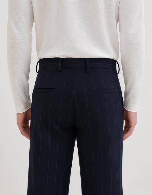 Topman relaxed-fit broek met krijtstreep in navy, 10 van 10