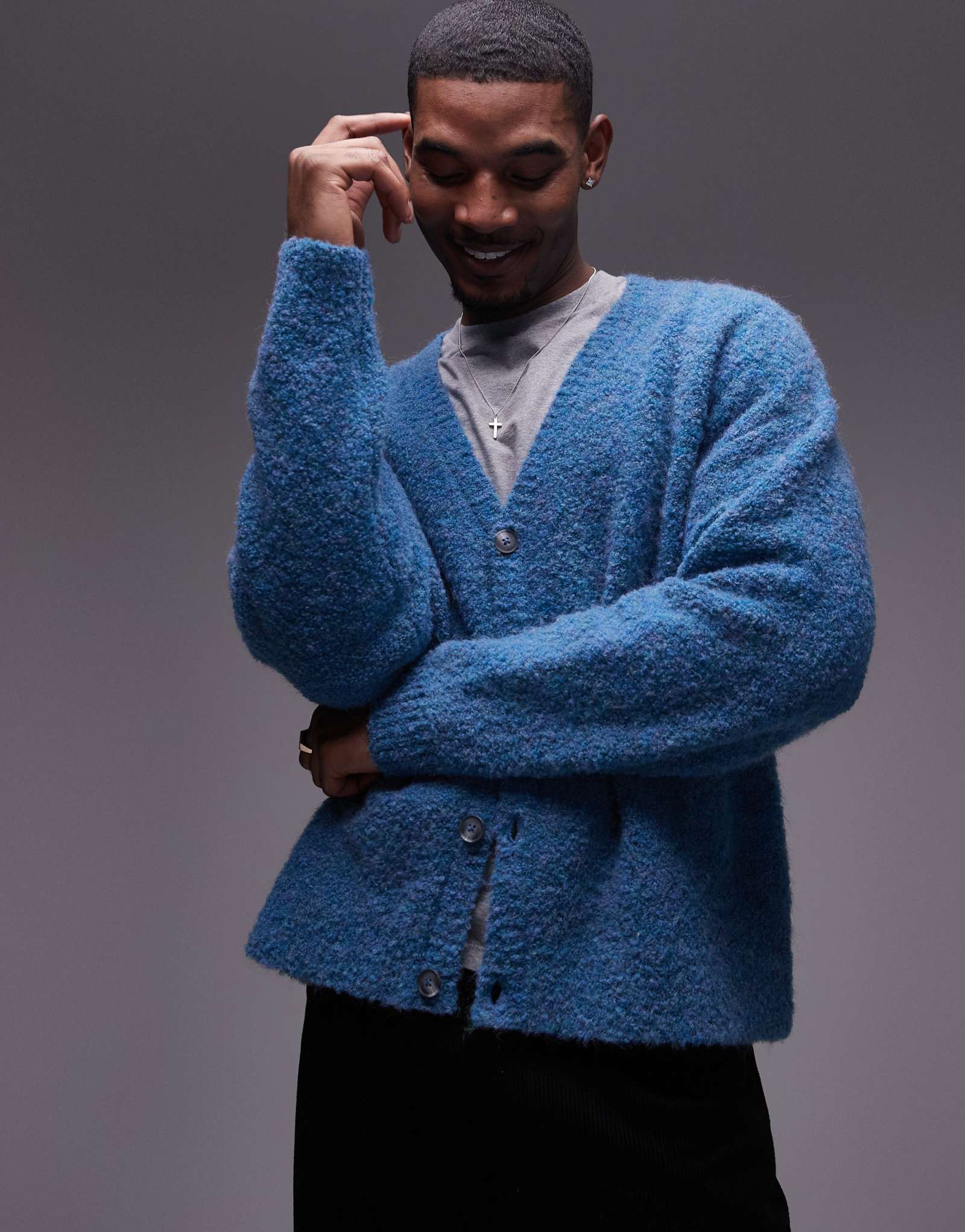 Кардиган свободного кроя Topman из голубого вереска