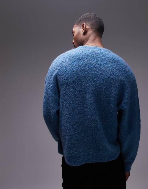 Topman relaxed fit cardigan in blue marl, 4 of 4