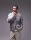 [Topman] Topman relaxed fit cardigan in grey ombre M Grey ombre