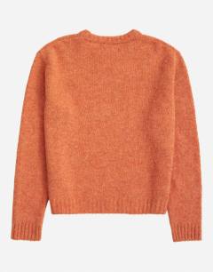 Model wearing Relaxed fit crewneck knitted jumper in orange