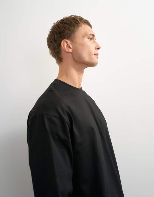Topman relaxed fit crop long sleeve t-shirt in black, 3 of 7