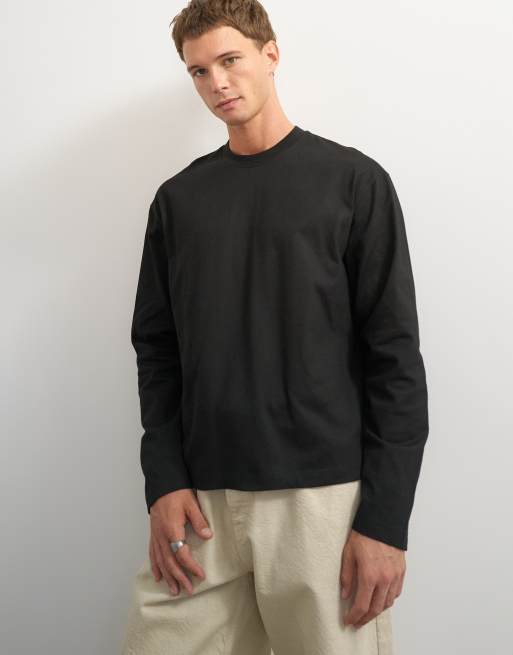 Topman relaxed fit crop long sleeve t-shirt in black, 4 of 7