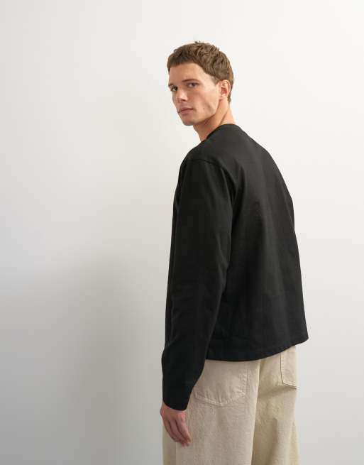 Topman relaxed fit crop long sleeve t-shirt in black, 5 of 7