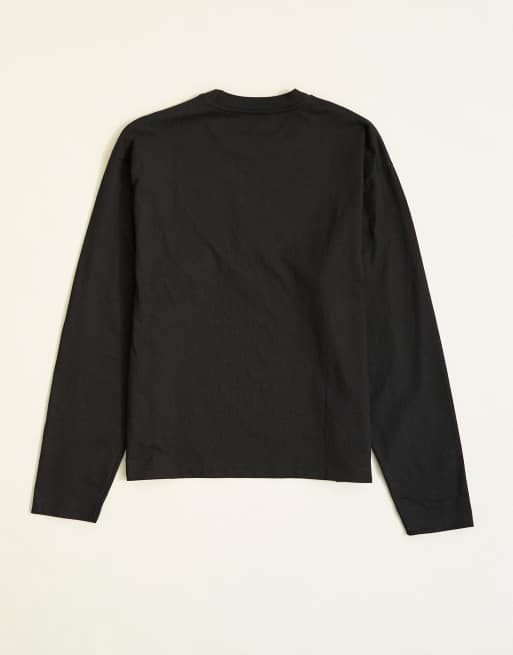 Topman relaxed fit crop long sleeve t-shirt in black, 7 of 7