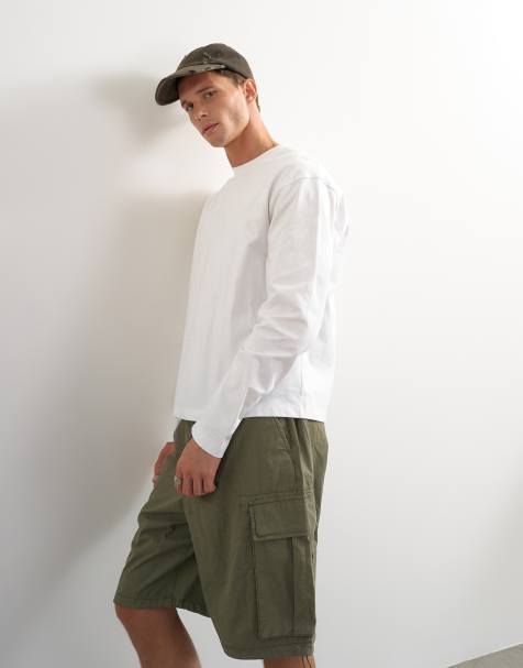 Topman relaxed fit crop long sleeve T-shirt in white - view 1