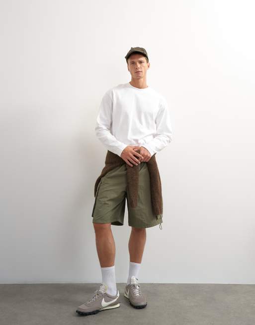 Topman relaxed fit crop long sleeve t-shirt in white, 2 of 7