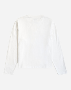 Model wearing Relaxed fit crop long sleeve t-shirt in white
