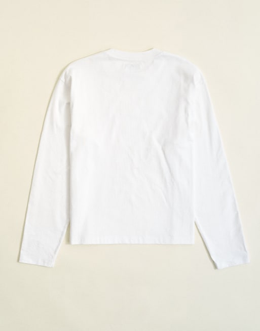 Topman relaxed fit crop long sleeve t-shirt in white, 7 of 7