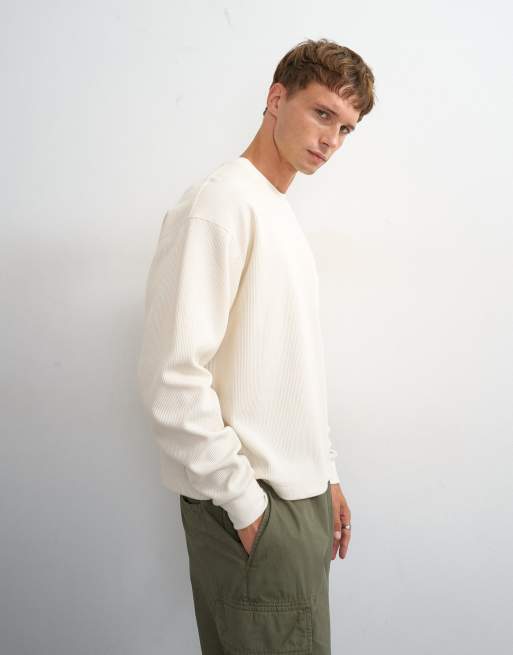 Topman relaxed fit crop pikétröja i ecru, 4 av 5