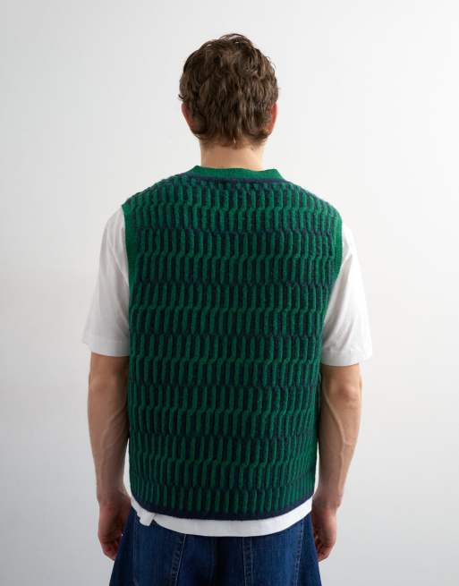 Topman relaxed fit cropped knitted tank in green, 3 of 5